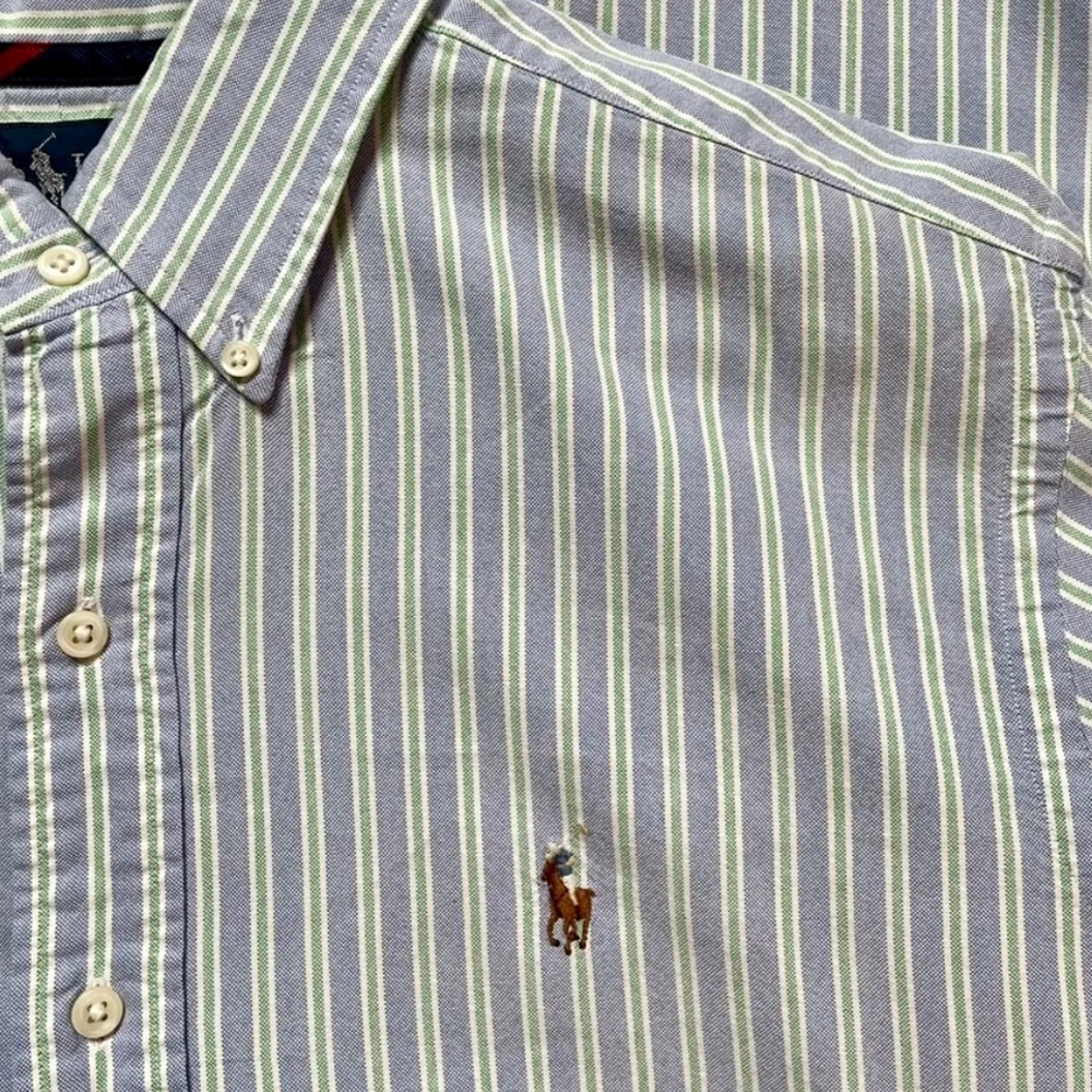 Ralph Lauren Classic Fit Button Up Long Sleeve Multicolor Striped Shirt Sz L